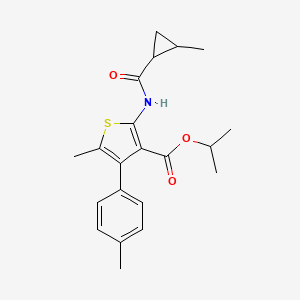 molecular formula C21H25NO3S B4263709 isopropyl 5-methyl-2-{[(2-methylcyclopropyl)carbonyl]amino}-4-(4-methylphenyl)-3-thiophenecarboxylate 