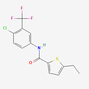 molecular formula C14H11ClF3NOS B4263743 N-[4-chloro-3-(trifluoromethyl)phenyl]-5-ethyl-2-thiophenecarboxamide 