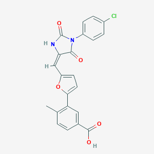 molecular formula C22H15ClN2O5 B426376 3-(5-{[1-(4-Chlorophenyl)-2,5-dioxo-4-imidazolidinylidene]methyl}-2-furyl)-4-methylbenzoic acid 