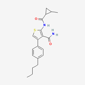 molecular formula C20H24N2O2S B4263775 4-(4-butylphenyl)-2-{[(2-methylcyclopropyl)carbonyl]amino}-3-thiophenecarboxamide 