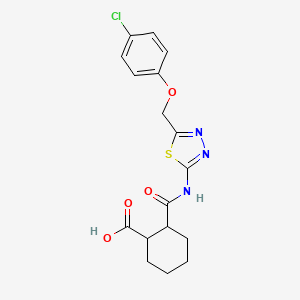 molecular formula C17H18ClN3O4S B4263777 2-[({5-[(4-chlorophenoxy)methyl]-1,3,4-thiadiazol-2-yl}amino)carbonyl]cyclohexanecarboxylic acid 