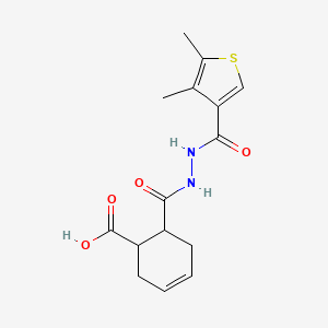 molecular formula C15H18N2O4S B4263785 6-({2-[(4,5-dimethyl-3-thienyl)carbonyl]hydrazino}carbonyl)-3-cyclohexene-1-carboxylic acid 