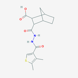 molecular formula C16H20N2O4S B4263800 3-({2-[(4,5-dimethyl-3-thienyl)carbonyl]hydrazino}carbonyl)bicyclo[2.2.1]heptane-2-carboxylic acid 