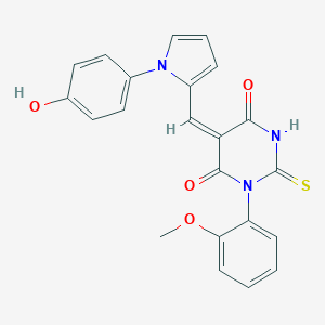 molecular formula C22H17N3O4S B426381 5-{[1-(4-hydroxyphenyl)-1H-pyrrol-2-yl]methylene}-1-(2-methoxyphenyl)-2-thioxodihydro-4,6(1H,5H)-pyrimidinedione 