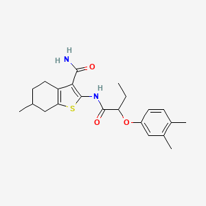 molecular formula C22H28N2O3S B4263852 2-{[2-(3,4-dimethylphenoxy)butanoyl]amino}-6-methyl-4,5,6,7-tetrahydro-1-benzothiophene-3-carboxamide 