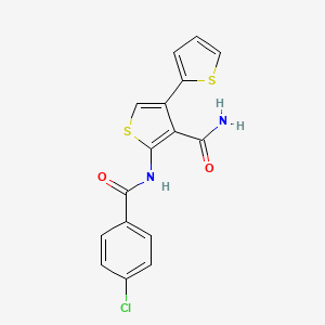 molecular formula C16H11ClN2O2S2 B4263857 5'-[(4-chlorobenzoyl)amino]-2,3'-bithiophene-4'-carboxamide 
