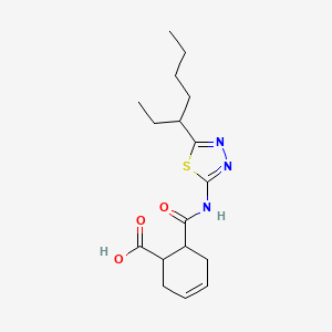 molecular formula C17H25N3O3S B4263861 6-({[5-(1-ethylpentyl)-1,3,4-thiadiazol-2-yl]amino}carbonyl)-3-cyclohexene-1-carboxylic acid 