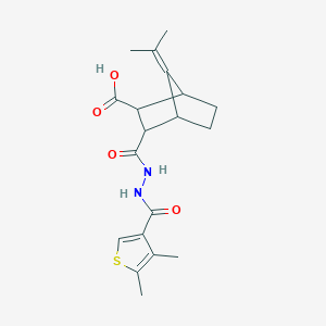 molecular formula C19H24N2O4S B4263878 3-({2-[(4,5-dimethyl-3-thienyl)carbonyl]hydrazino}carbonyl)-7-(1-methylethylidene)bicyclo[2.2.1]heptane-2-carboxylic acid 