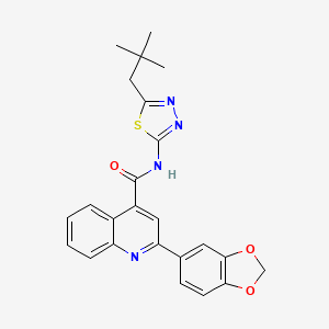 2-(1,3-benzodioxol-5-yl)-N-[5-(2,2-dimethylpropyl)-1,3,4-thiadiazol-2-yl]-4-quinolinecarboxamide