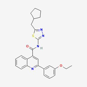molecular formula C26H26N4O2S B4263906 N-[5-(cyclopentylmethyl)-1,3,4-thiadiazol-2-yl]-2-(3-ethoxyphenyl)-4-quinolinecarboxamide 