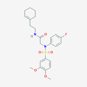 molecular formula C24H29FN2O5S B426391 N-[2-(1-cyclohexen-1-yl)ethyl]-2-{[(3,4-dimethoxyphenyl)sulfonyl]-4-fluoroanilino}acetamide 