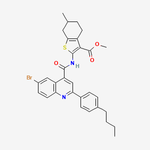 molecular formula C31H31BrN2O3S B4263922 methyl 2-({[6-bromo-2-(4-butylphenyl)-4-quinolinyl]carbonyl}amino)-6-methyl-4,5,6,7-tetrahydro-1-benzothiophene-3-carboxylate 