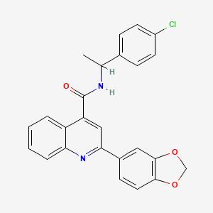 molecular formula C25H19ClN2O3 B4263926 2-(1,3-benzodioxol-5-yl)-N-[1-(4-chlorophenyl)ethyl]-4-quinolinecarboxamide 