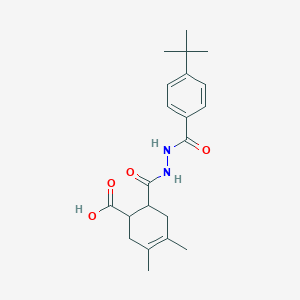molecular formula C21H28N2O4 B4263945 6-{[2-(4-tert-butylbenzoyl)hydrazino]carbonyl}-3,4-dimethyl-3-cyclohexene-1-carboxylic acid 