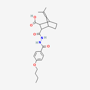 molecular formula C23H30N2O5 B4263955 3-{[2-(4-butoxybenzoyl)hydrazino]carbonyl}-7-(1-methylethylidene)bicyclo[2.2.1]heptane-2-carboxylic acid 