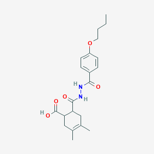 molecular formula C21H28N2O5 B4263966 6-{[2-(4-butoxybenzoyl)hydrazino]carbonyl}-3,4-dimethyl-3-cyclohexene-1-carboxylic acid 