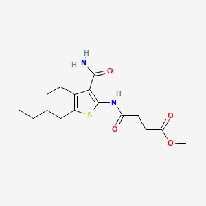 molecular formula C16H22N2O4S B4263979 methyl 4-{[3-(aminocarbonyl)-6-ethyl-4,5,6,7-tetrahydro-1-benzothien-2-yl]amino}-4-oxobutanoate 