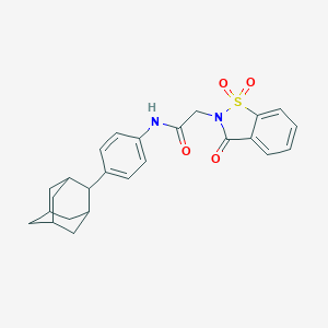 molecular formula C25H26N2O4S B426403 N-[4-(2-adamantyl)phenyl]-2-(1,1-dioxido-3-oxo-1,2-benzisothiazol-2(3H)-yl)acetamide 