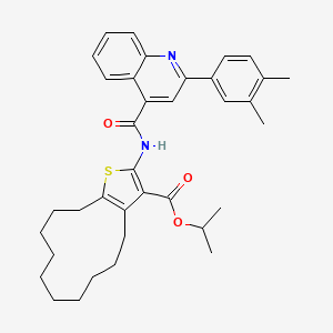 molecular formula C36H42N2O3S B4264049 isopropyl 2-({[2-(3,4-dimethylphenyl)-4-quinolinyl]carbonyl}amino)-4,5,6,7,8,9,10,11,12,13-decahydrocyclododeca[b]thiophene-3-carboxylate 