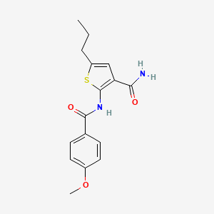 molecular formula C16H18N2O3S B4264058 2-[(4-methoxybenzoyl)amino]-5-propyl-3-thiophenecarboxamide 