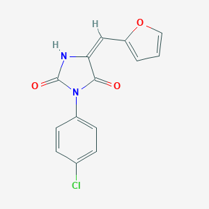 molecular formula C14H9ClN2O3 B426407 (5E)-3-(4-chlorophenyl)-5-(furan-2-ylmethylidene)imidazolidine-2,4-dione 