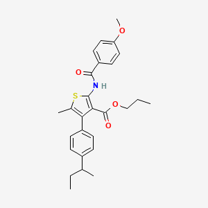 molecular formula C27H31NO4S B4264087 propyl 4-(4-sec-butylphenyl)-2-[(4-methoxybenzoyl)amino]-5-methyl-3-thiophenecarboxylate 