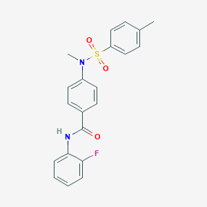 molecular formula C21H19FN2O3S B426416 N-(2-fluorophenyl)-4-{methyl[(4-methylphenyl)sulfonyl]amino}benzamide CAS No. 642999-53-9
