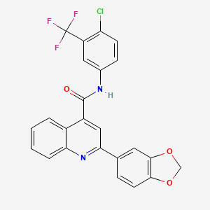 molecular formula C24H14ClF3N2O3 B4264170 2-(1,3-benzodioxol-5-yl)-N-[4-chloro-3-(trifluoromethyl)phenyl]-4-quinolinecarboxamide 