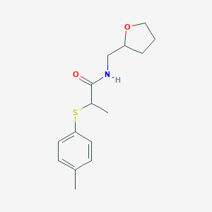 molecular formula C15H21NO2S B426418 2-[(4-methylphenyl)thio]-N-(tetrahydro-2-furanylmethyl)propanamide 