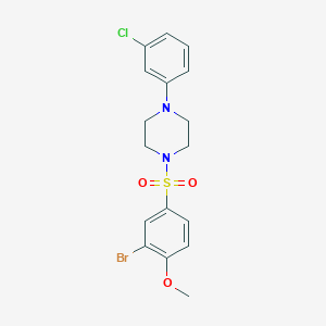 molecular formula C17H18BrClN2O3S B426420 1-[(3-Bromo-4-methoxyphenyl)sulfonyl]-4-(3-chlorophenyl)piperazine 