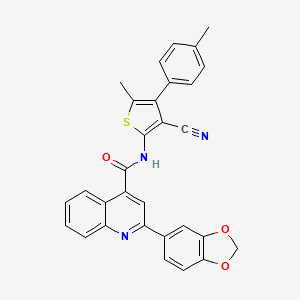 molecular formula C30H21N3O3S B4264230 2-(1,3-benzodioxol-5-yl)-N-[3-cyano-5-methyl-4-(4-methylphenyl)-2-thienyl]-4-quinolinecarboxamide 