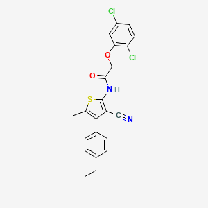 molecular formula C23H20Cl2N2O2S B4264270 N-[3-cyano-5-methyl-4-(4-propylphenyl)-2-thienyl]-2-(2,5-dichlorophenoxy)acetamide 