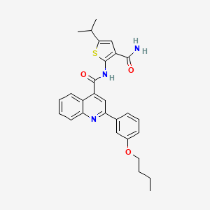 molecular formula C28H29N3O3S B4264285 N-[3-(aminocarbonyl)-5-isopropyl-2-thienyl]-2-(3-butoxyphenyl)-4-quinolinecarboxamide 