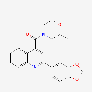 molecular formula C23H22N2O4 B4264286 2-(1,3-benzodioxol-5-yl)-4-[(2,6-dimethyl-4-morpholinyl)carbonyl]quinoline 