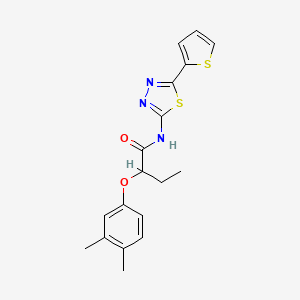 molecular formula C18H19N3O2S2 B4264296 2-(3,4-dimethylphenoxy)-N-[5-(2-thienyl)-1,3,4-thiadiazol-2-yl]butanamide 
