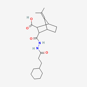 molecular formula C21H32N2O4 B4264304 3-{[2-(3-cyclohexylpropanoyl)hydrazino]carbonyl}-7-(1-methylethylidene)bicyclo[2.2.1]heptane-2-carboxylic acid 