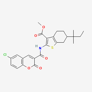 molecular formula C25H26ClNO5S B4264308 methyl 2-{[(6-chloro-2-oxo-2H-chromen-3-yl)carbonyl]amino}-6-(1,1-dimethylpropyl)-4,5,6,7-tetrahydro-1-benzothiophene-3-carboxylate 