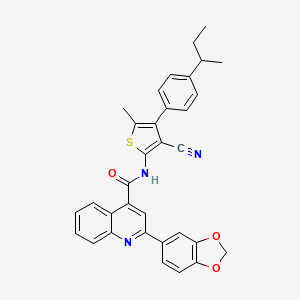 molecular formula C33H27N3O3S B4264319 2-(1,3-benzodioxol-5-yl)-N-[4-(4-sec-butylphenyl)-3-cyano-5-methyl-2-thienyl]-4-quinolinecarboxamide 