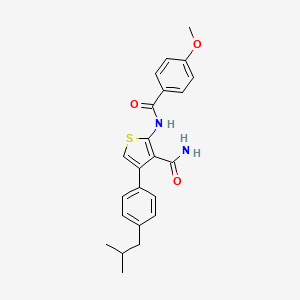 molecular formula C23H24N2O3S B4264325 4-(4-isobutylphenyl)-2-[(4-methoxybenzoyl)amino]-3-thiophenecarboxamide 