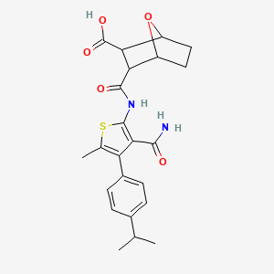 molecular formula C23H26N2O5S B4264332 3-({[3-(aminocarbonyl)-4-(4-isopropylphenyl)-5-methyl-2-thienyl]amino}carbonyl)-7-oxabicyclo[2.2.1]heptane-2-carboxylic acid 