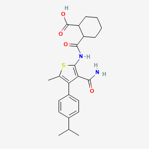 molecular formula C23H28N2O4S B4264339 2-({[3-(aminocarbonyl)-4-(4-isopropylphenyl)-5-methyl-2-thienyl]amino}carbonyl)cyclohexanecarboxylic acid 
