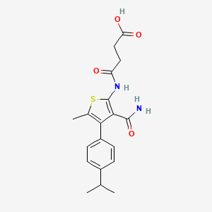molecular formula C19H22N2O4S B4264345 4-{[3-(aminocarbonyl)-4-(4-isopropylphenyl)-5-methyl-2-thienyl]amino}-4-oxobutanoic acid 