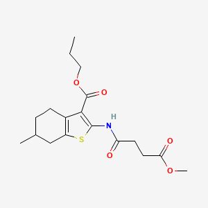 molecular formula C18H25NO5S B4264352 propyl 2-[(4-methoxy-4-oxobutanoyl)amino]-6-methyl-4,5,6,7-tetrahydro-1-benzothiophene-3-carboxylate 