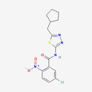 molecular formula C15H15ClN4O3S B4264360 5-chloro-N-[5-(cyclopentylmethyl)-1,3,4-thiadiazol-2-yl]-2-nitrobenzamide 