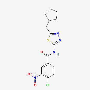 molecular formula C15H15ClN4O3S B4264364 4-chloro-N-[5-(cyclopentylmethyl)-1,3,4-thiadiazol-2-yl]-3-nitrobenzamide 