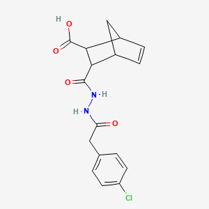 molecular formula C17H17ClN2O4 B4264379 3-({2-[(4-chlorophenyl)acetyl]hydrazino}carbonyl)bicyclo[2.2.1]hept-5-ene-2-carboxylic acid 