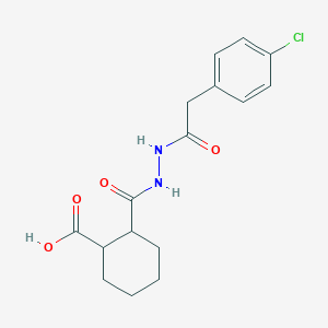 molecular formula C16H19ClN2O4 B4264386 2-({2-[(4-chlorophenyl)acetyl]hydrazino}carbonyl)cyclohexanecarboxylic acid 