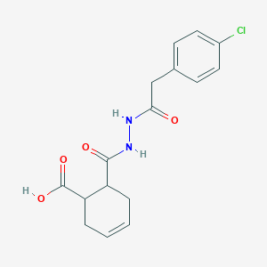 molecular formula C16H17ClN2O4 B4264394 6-({2-[(4-chlorophenyl)acetyl]hydrazino}carbonyl)-3-cyclohexene-1-carboxylic acid 
