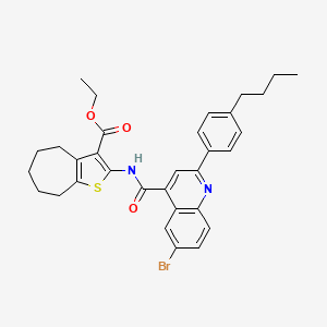 ethyl 2-({[6-bromo-2-(4-butylphenyl)-4-quinolinyl]carbonyl}amino)-5,6,7,8-tetrahydro-4H-cyclohepta[b]thiophene-3-carboxylate