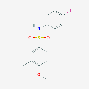 molecular formula C14H14FNO3S B426449 N-(4-fluorophenyl)-4-methoxy-3-methylbenzenesulfonamide 